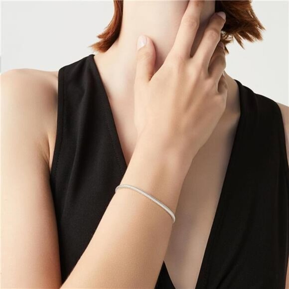 Miabella 925 Sterling Silver Snake Chain Bracelet Unisex Italian Jewelry 3mm - Picture 3 of 7